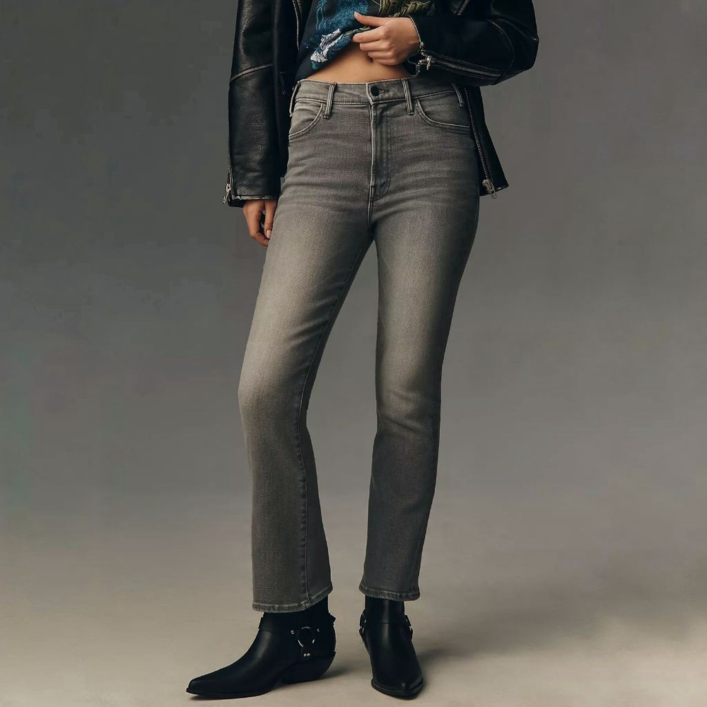 Mother The Hustler Flood jeans cropped flare black Under the Bleachers 30 NWT